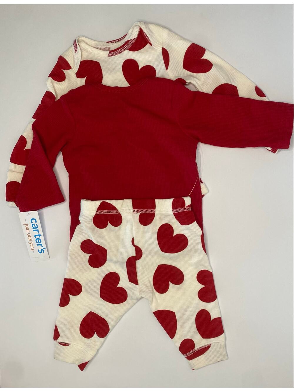 Carter's Just One You 3-piece Valentine's Day Heart Long Sleeve Set. 3 M, NWT